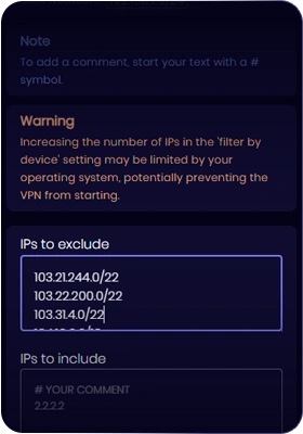 IP filter screenshot
